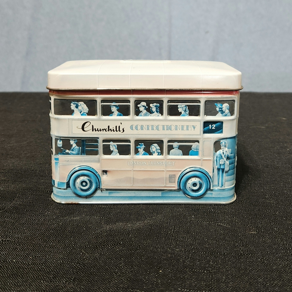 Churchills Confectionery bus tin
